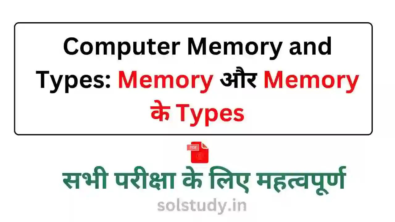 CG Vyapam Exam Computer Memory and Types